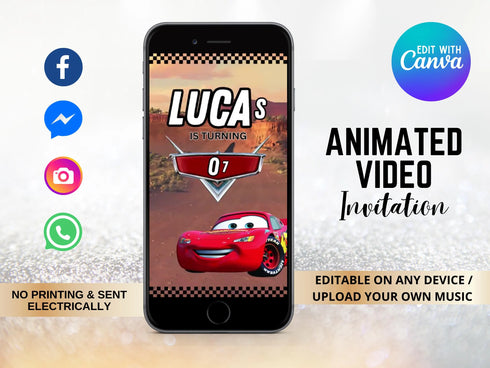 Cars Birthday Video Invitation, Cars Animated Invitation, Cars Birthday Invitation, Video Invitation for Boy, Cars Animated Invite Video