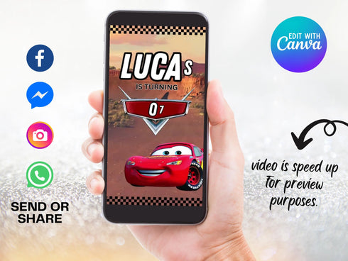 Cars Birthday Video Invitation, Cars Animated Invitation, Cars Birthday Invitation, Video Invitation for Boy, Cars Animated Invite Video
