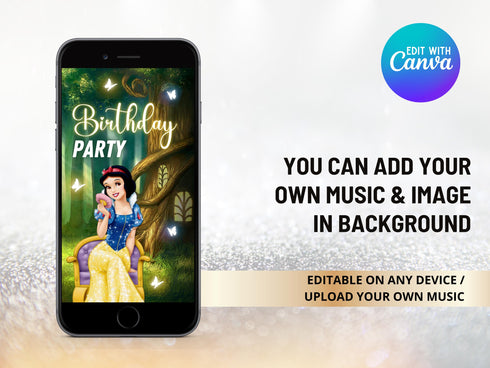 Snow White Invitation, Snow White Birthday Invitation, Snow White Party, Princess Snow White, Snow White, Video, Invite, Snow White Birthday