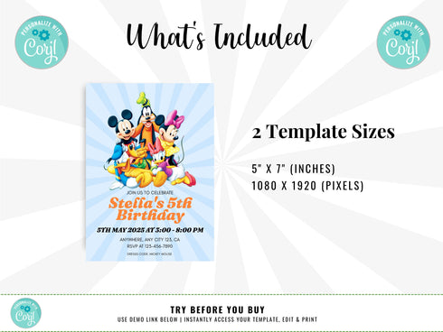 Kids Birthday Party Invitation, Childrens Birthday Party Invitation Template, Kids Birthday Invite, Birthday Invitation, Digital Invite