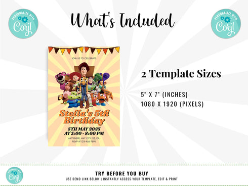 Kids Birthday Invitation, Custom Birthday Invitation, 5th Birthday Invitation, Any Age and Any Gender Birthday Invitation, Kids Birthday