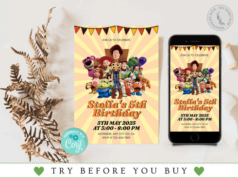 Kids Birthday Invitation, Custom Birthday Invitation, 5th Birthday Invitation, Any Age and Any Gender Birthday Invitation, Kids Birthday