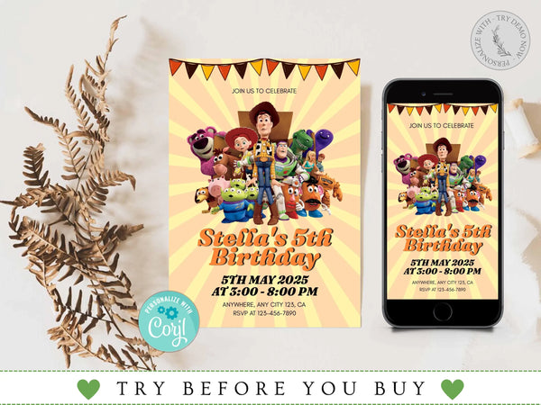Kids Birthday Invitation, Custom Birthday Invitation, 5th Birthday Invitation, Any Age and Any Gender Birthday Invitation, Kids Birthday