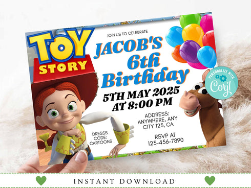 Editable Kids Birthday Invitation, 6th Birthday Invitation, Any Age and Any Gender Birthday Invitation, Custom Birthday Invitation