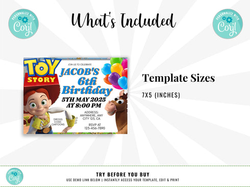 Editable Kids Birthday Invitation, 6th Birthday Invitation, Any Age and Any Gender Birthday Invitation, Custom Birthday Invitation
