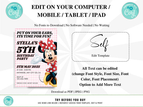 Kids Birthday Invitation, Childrens Birthday Party Invitation Template, Kids Birthday Invite, Birthday Invitation, Digital Invite, Corjl