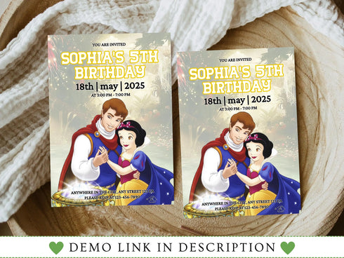 Snow White Birthday Invitation, Princess Birthday Invitation, Instant Download, Princess Snow White Invitation, Snow White Party, Corjl