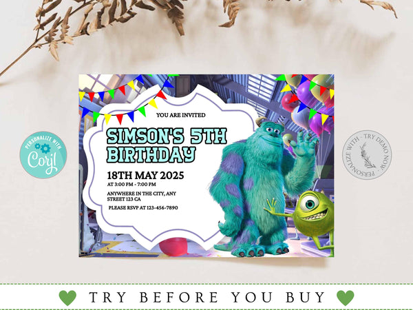 Editable Monster Birthday Invitation, Monster Birthday Party Invitation, Boy Birthday Party, Boys Monster, Monster Invite, Boys Party