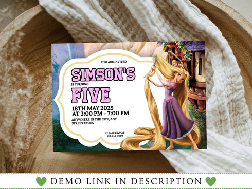 Tangled Birthday Invitation, Princess Birthday Invitation, Diy Birthday Invites Girl, Rapunzel Editable Invitation, Princess Invites