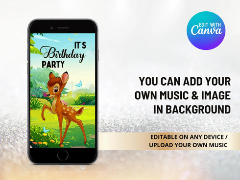 Bambi Invitation, Bambi Birthday Invite, Digital Bambi Birthday Invitation, Woodland Invite, Deer Birthday Invitation, Bambi Party Invite