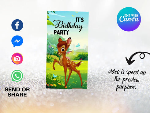 Bambi Invitation, Bambi Birthday Invite, Digital Bambi Birthday Invitation, Woodland Invite, Deer Birthday Invitation, Bambi Party Invite