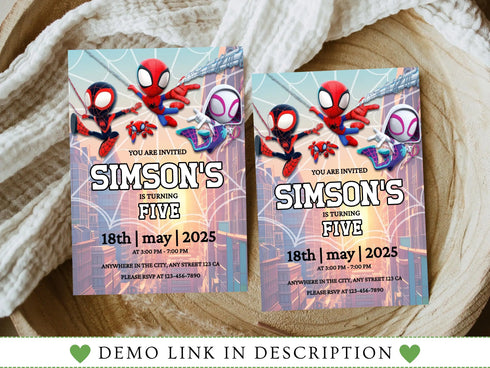 Spider Man Invitation, Spider-Man Boys Birthday Party Digital Invitation, Kids Birthday Card, Digital Download, Editable Template