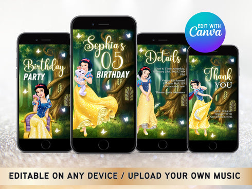 Snow White Invitation, Snow White Birthday Invitation, Snow White Party, Princess Snow White, Snow White, Video, Invite, Snow White Birthday