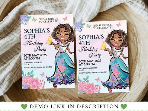 Editable Encanto Birthday Invitation Template, Encanto Invite, Encanto Party, Girls Birthday Invitation, Encanto Kids Party, Editable Corjl