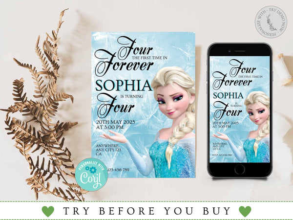 Editable Frozen Invitation, Frozen Birthday Invitation, Printable Birthday Party Invitations, Princess Party Invite Template, Frozen Invite