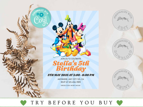 Kids Birthday Party Invitation, Childrens Birthday Party Invitation Template, Kids Birthday Invite, Birthday Invitation, Digital Invite