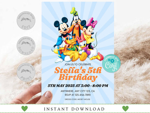 Kids Birthday Party Invitation, Childrens Birthday Party Invitation Template, Kids Birthday Invite, Birthday Invitation, Digital Invite