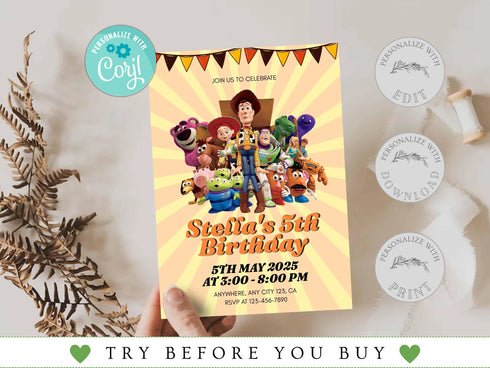 Kids Birthday Invitation, Custom Birthday Invitation, 5th Birthday Invitation, Any Age and Any Gender Birthday Invitation, Kids Birthday