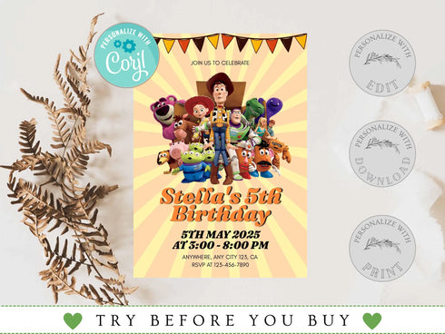 Kids Birthday Invitation, Custom Birthday Invitation, 5th Birthday Invitation, Any Age and Any Gender Birthday Invitation, Kids Birthday