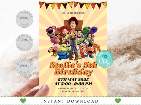 Kids Birthday Invitation, Custom Birthday Invitation, 5th Birthday Invitation, Any Age and Any Gender Birthday Invitation, Kids Birthday