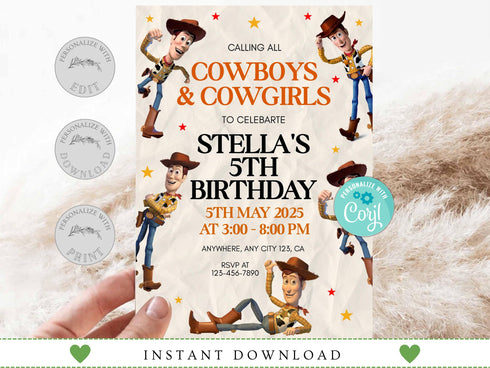 Editable Kids Birthday Invitation, Custom Birthday Invitation, 5th Birthday Invitation, Any Age Birthday Invitation, Kids Birthday