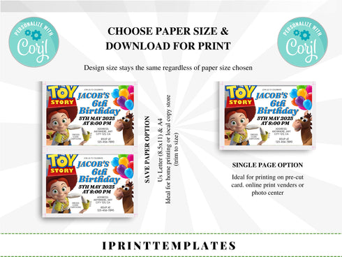 Editable Kids Birthday Invitation, 6th Birthday Invitation, Any Age and Any Gender Birthday Invitation, Custom Birthday Invitation