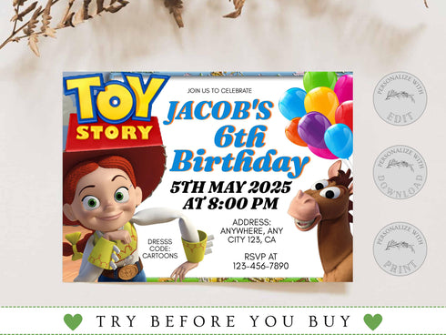 Editable Kids Birthday Invitation, 6th Birthday Invitation, Any Age and Any Gender Birthday Invitation, Custom Birthday Invitation