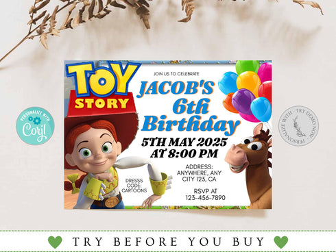 Editable Kids Birthday Invitation, 6th Birthday Invitation, Any Age and Any Gender Birthday Invitation, Custom Birthday Invitation