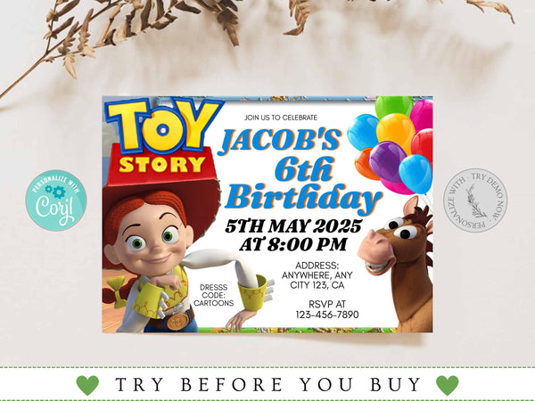 Editable Kids Birthday Invitation, 6th Birthday Invitation, Any Age and Any Gender Birthday Invitation, Custom Birthday Invitation