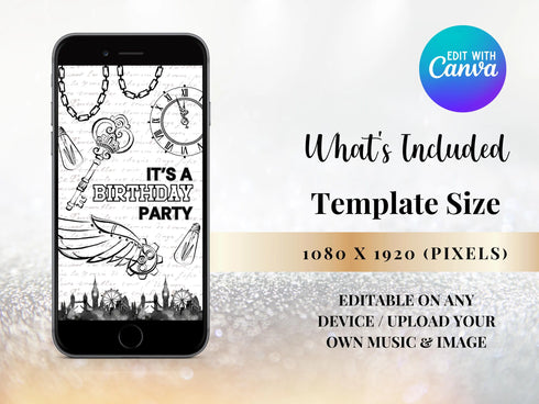 Steampunk Theme Birthday Party Video Invitation, Steampunk Birthday Invitation, Steampunk Party, Steampunk Party Invitation, Canva