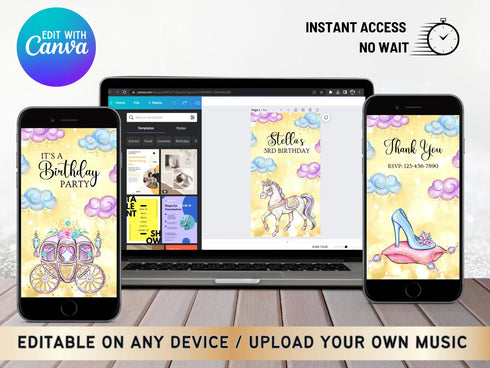 Princess Birthday Invitation, Princess Animated Video Invitation, Princess Invitation, Digital Invitation, Princess Video Invitation