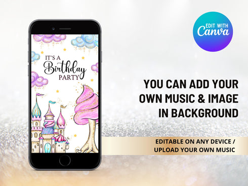 Princess Birthday Invitation, Princess Invitation, Princess Digital Invitation, Girl Princess Invitation, Princess Video Invitation