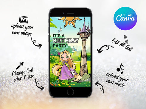 Princess Rapunzel Birthday Video Invitation, Disney Tangled Digital Invitation, Princess Animated Invitation, Personalized Invitation,custom