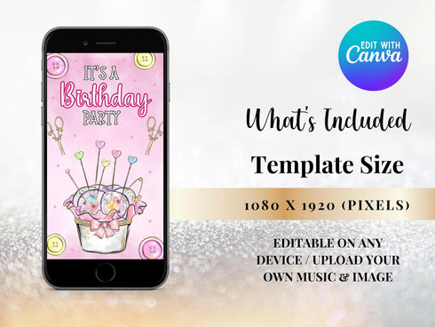 Sewing Birthday Invitations, Sewing Video Invitation, Sew Theme Birthday, Sewing Party Invite, Animated Sewing Invite, Girl Birthday Party