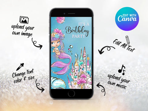 Mermaid Birthday Video Invitation, Mermaid Invite, Mermaid Birthday Party, Little Mermaid Party, Little Mermaid Invite, Under the Sea