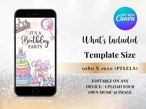 Editable Sweets Candy Video Invitation Template, Sweet Candy Birthday Invitation, Sweet Celebration Birthday Invitation, Candy Invitation
