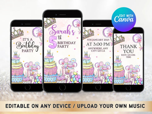 Editable Sweets Candy Video Invitation Template, Sweet Candy Birthday Invitation, Sweet Celebration Birthday Invitation, Candy Invitation