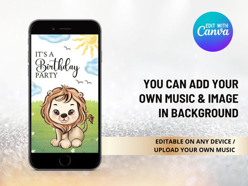 Animals Birthday Video Invitation, Cute Animated Jungle Birthday Video Invite, Birthday Video Template, Digital Animals Birthday Card