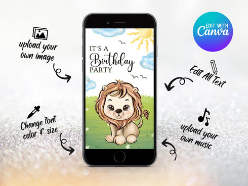 Animals Birthday Video Invitation, Cute Animated Jungle Birthday Video Invite, Birthday Video Template, Digital Animals Birthday Card