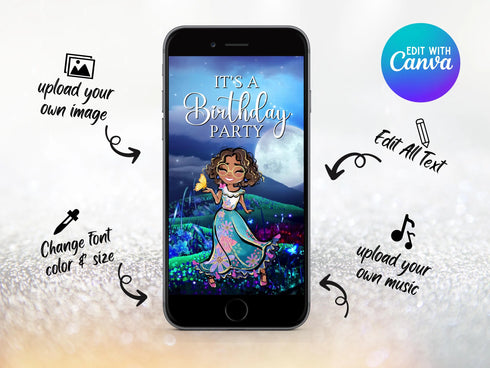 Encanto Mobile Birthday Invitation, Editable Encanto Birthday Party Invites, Editable Kid Invitation, Canva Template, Instant Download