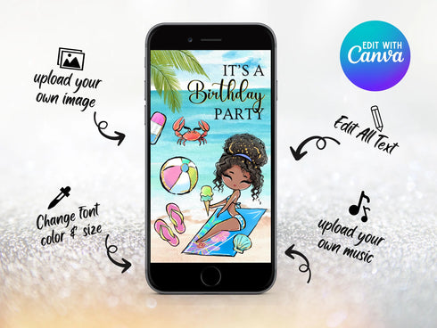 Beach Party Video Invitation, Summer Birthday Party Digital Invite, Beach Birthday, Ocean Birthday Animated Video, Sea Birthday