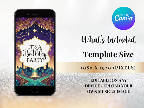 Arabian Nights Video Invitation, Arabian Nights Invitation, Animated Video Invitation, Birthday Party Video Invitation, Arabic Video