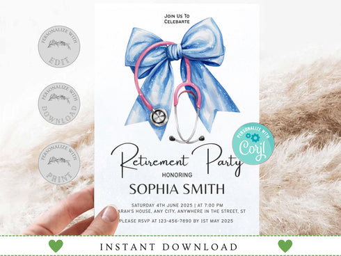 Nurse Retirement Invitation Template, Nurse Retirement Party Invite, Doctor Retirement Invite, Doctor Retirement, Instant Download