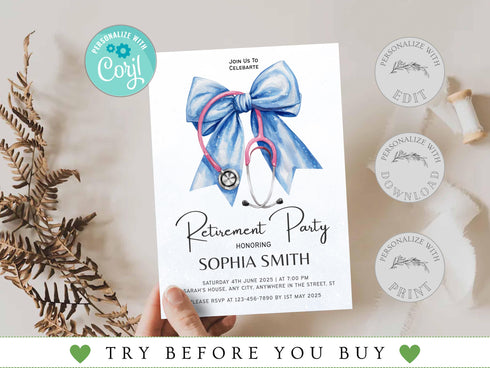 Nurse Retirement Invitation Template, Nurse Retirement Party Invite, Doctor Retirement Invite, Doctor Retirement, Instant Download