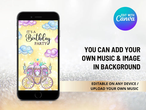 Princess Birthday Invitation, Princess Animated Video Invitation, Princess Invitation, Digital Invitation, Princess Video Invitation