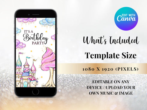 Princess Birthday Invitation, Princess Invitation, Princess Digital Invitation, Girl Princess Invitation, Princess Video Invitation