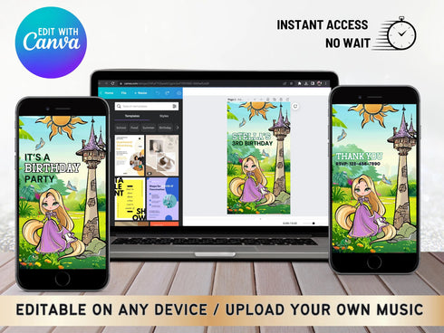Princess Rapunzel Birthday Video Invitation, Disney Tangled Digital Invitation, Princess Animated Invitation, Personalized Invitation,custom