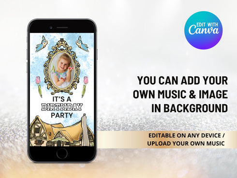 Snow White Invitation, Snow White Birthday Video Invitation, Snow White Party, Birthday Video Invite, Snowwhite, Canva