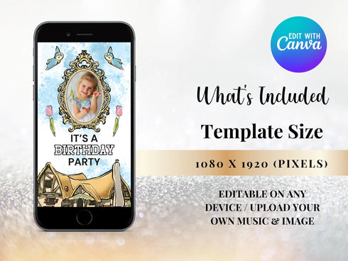 Snow White Invitation, Snow White Birthday Video Invitation, Snow White Party, Birthday Video Invite, Snowwhite, Canva