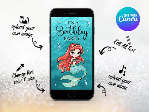 Mermaid Invitation, Mermaid Party Video Invitation, Little Mermaid Invitation, Mermaid Video, Mermaid Invite, Little Mermaid Party